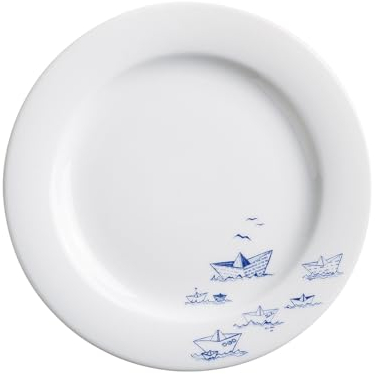 KAHLA Ahoi Marie Brunch-Teller 23 cm Papierschiffchen | Frühstücksteller aus Porzellan im maritimen Stil