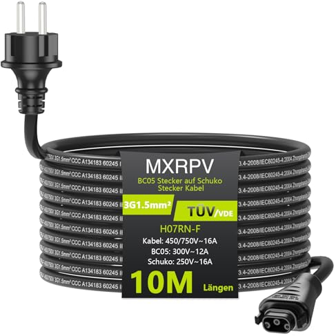 BC-05 Kabel 2/3/5/10/15M, BC-05 Buchse auf Schuko Stecker AC Anschlusskabel, Anschlusskabel mit BC-05 Männlich Stecker und AC Schuko Stecker für die HMS Mikrowechselrichter Serie (10Meter)