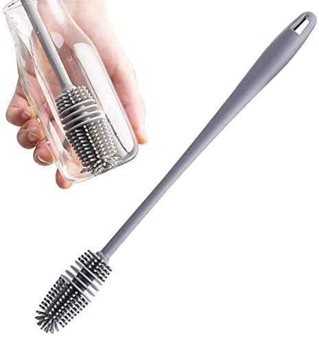 Flaschenbürste, Flaschenreiniger Bürste Für Glaskaraffe, Silikon-Glasbürste Mit Langem Griff, Flaschenreinigungsbürste, Bottle Brushfür Karaffen Und Thermoskannen Mit Schmaler Öffnung