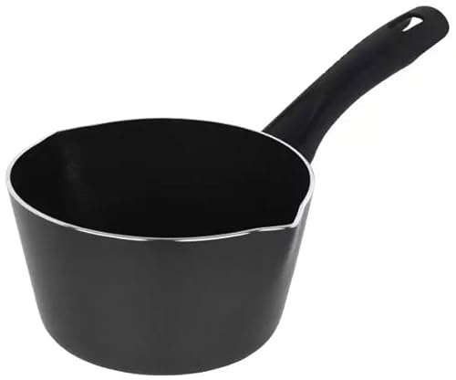 Non Stick Milk Pan Induction Safe Pot with Bakelite Handle | Milk Pot with Double Pouring Lips | Saucepan | Multi Purpose Stockpot for Sticky Sauces | Cooking Pots & Pans (Chef's Choice, 15cm FS014)