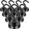 OCEUMAOA 10 Pack Magnetic Hooks Heavy Duty 32mm Strong Magnet Hook Neodymium Magnets with Hooks for Cruise Cabins Van Camping Accessories 38kg Black