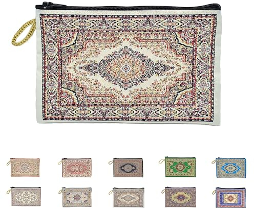 Emay - Kulturbeutel klein Orientalisch Etui Kosmetiktasche Reisen Geldbörse Damen (Beige 2)