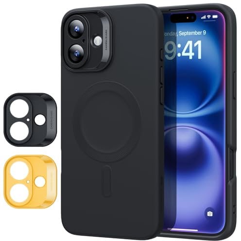 ESR for iPhone 16 Case with MagSafe, Supports Magnetic Charging, Smooth & Slim Silicone Case, Shockproof, Full Screen and Camera Protection, Anti-Scratch, Soft Microfiber Lining, Cloud Series, Black