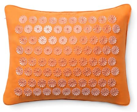 ShaktiMat [L'original] Coussin Acupression – Coton Biologique - Fabrication éthique – Soulage migraines & douleurs dans le Cou - Améliore circulation sanguine & Sommeil - Anti-Stress - Ambre Orange