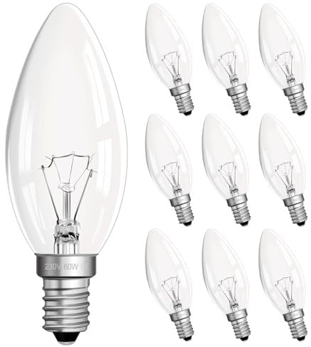 Morotty C35 Glühbirne E14 Kerze Dimmbar, Kerzenbirnen Klar AC 230V 580LM, 2700K Warmweiß, für Kronleuchter, Esszimmer Licht, 10 Stück