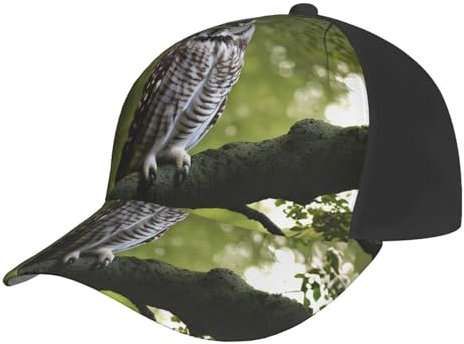 Baseballkappe mit Eulen-Motiv und Ästen, verstellbar, Unisex, schnell trocknend, Trucker-Mütze, Schwarz, Schwarz, Einheitsgr��e