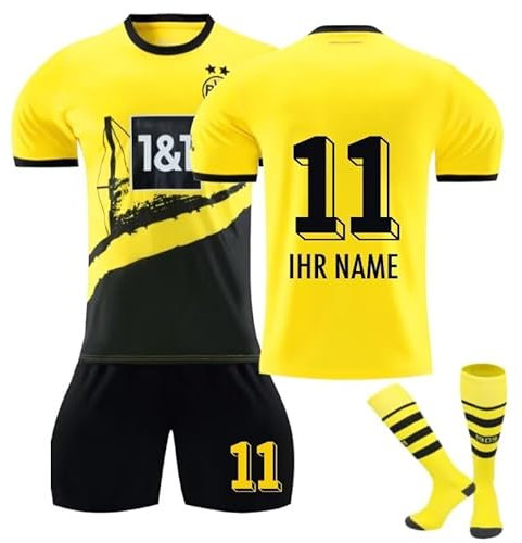 FLGXSTP Personalisiertes Dortmund BVB Football Trikot Kinder Erwachsene Fussball Trikots & Shorts mit GRATIS Name Nummer Fußball Trikot