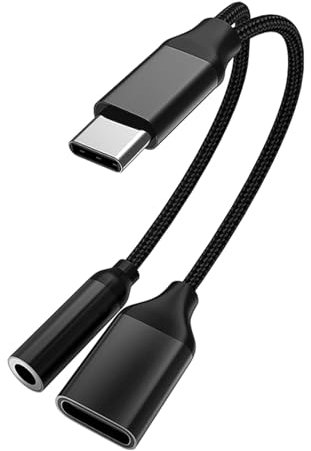 Adaptateur USB C vers jack 3,5 mm, 2 en 1 type C 3,5 mm, prise en charge de la charge rapide PD 60 W, câble audio auxiliaire pour iPhone 15/15 Pro Max, Samsung S24/S23/S22, Huawei, Pixel, etc.