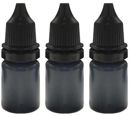 Stamp Pad Ink Black - Stamp Refill Ink | 3X Multipurpose Replacement Ink for Stamp | 10ml Black Stamp Ink | Fast-Drying Stamp Ink Refill Ink for Re-Inking Your Traditional Hand Stamp Pad
