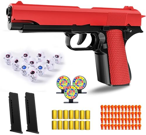 SZJYMY Soft Bullet Gun Toy, Blasters, Shockwave, Automatic Pull Back Action Semi-Automatic Handgun with Shell Ejection and Auto Rebound, Suitable for 3 4 5 6 7 8 Years Old boys And Girls Toys (Red)