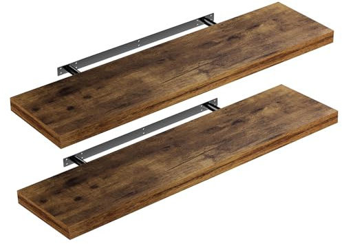 Casaria 2X Étagères Murales Flottantes 90 cm Chêne foncé MDF Robuste Effet Flottant étagère Bois Rangement décoration