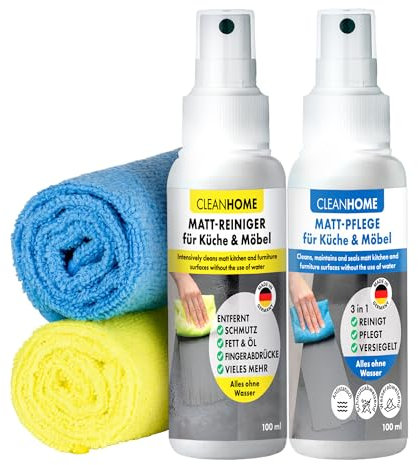 CLEANOFANT Matt Küchen- & Möbel-Pflegeset | Für matte Küchen- & Möbel-Oberflächen - Küchenpflege- & Möbelpflege-Set Mattlack Mattfolie