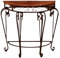 ZKBDBWTR Console D'entrée Demi-Lune en Imitation Marbre avec Pieds en Métal à Volutes, Table D'appoint pour Salon, Table Basse pour Entrée(Brown)