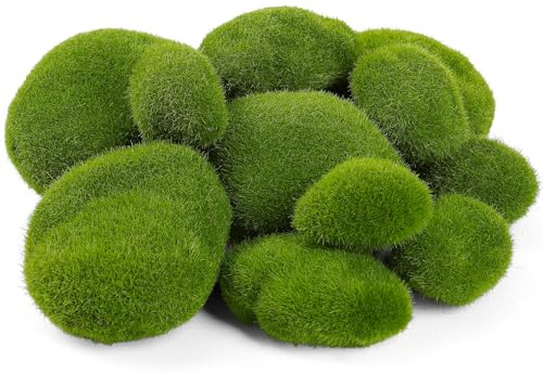 12 Stück Kunstmoos,Moosbälle Artificial Moss,Grüne Künstliche Moos Steine | Garden Stones Moos Deko, DIY Garten Mooskugel für Blumenarrangements, Pflanzendekorationen und Kunsthandwerk