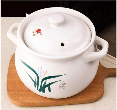 Olla de Barro para cocinar, cazuela de cerámica con Tapa Resistente al Calor, Cacerola de gres, Olla de cocción Lenta, cazuela para bibimbap, 4,5 l (1,6 l)