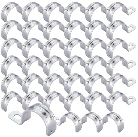 CZAKOMIX Morsetti Per Tubi - 40 Pezzi, Fascette Stringitubo, Morsetto per Tubi a Foro Singolo, Supporti a U Morsetti, Fascette Metalliche per il Fissaggio di Cavi e Tubi (Ø 18 mm, Argento, 1/2)