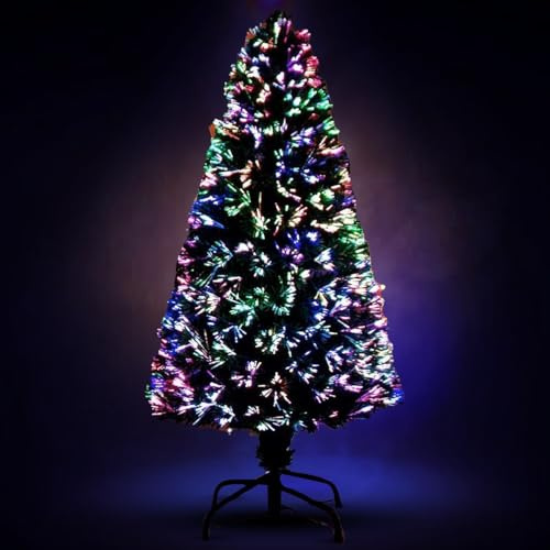 KKTECH Fiber Optic Green Christmas tree Colour changing multicolour with stand Artificial Xmas Tree Decoration for Home, Office & Parties (3ft 90cm)