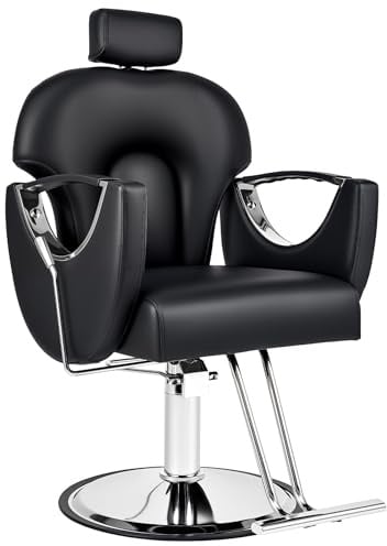 CO-Z Professioneller Friseurstuhl, Klassischer Liege-Salonstuhl mit Höhenverstellung, 360° Drehbar, Schwerlast Hydraulikpumpe, Friseurstuhl Liege für Barbershop, Beauty Spa, Tattoo Studio, Schwarz