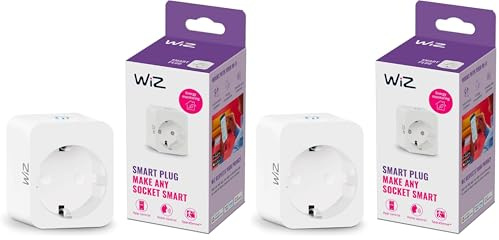 WiZ Smart Plug, smarte Steckdose zur Steuerung von Lampen und Geräten inkl. Stromverbrauchsmesser, smarte Lichtsteuerung über WLAN per Stimme/App, weiß (Packung mit 2)