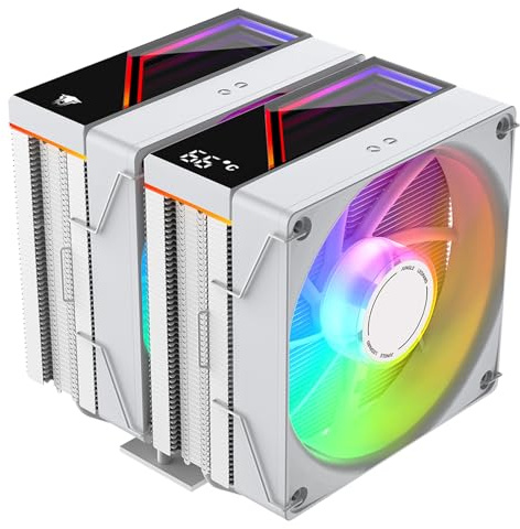 Jungle Leopard KF620-DGT CPU Air Cooler, Dual ARGB PWM Fans, 6 Heat Pipes, Digital Display Top Cover - Raffreddamento ad alte prestazioni per AMD: AM4 AM5/Intel LGA 1700/115X/1200/1366/1851 PC Cooler
