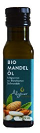 ALLGÄUER ÖLMÜHLE – Bio Mandelöl | Mildes Mandelöl aus kontrolliert biologischem Anbau. Aus ungerösteten, blanchierten Süßmandeln. Ideal für kalte Speisen & Desserts | Inhalt: 100 ml