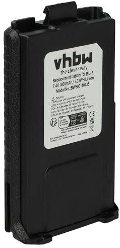 vhbw Akku kompatibel mit Pofung UV-5R, UV-5RA, UV-5RE Funkgerät, Walkie Talkie - Ersatz für BL-5 (1800mAh, 7,4V, Li-Ion)