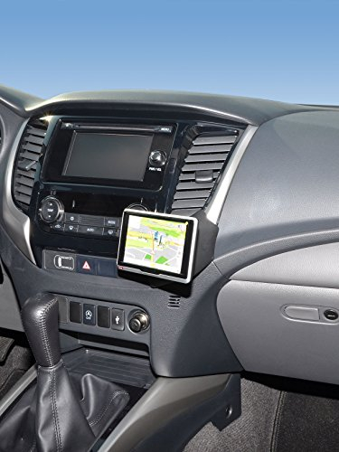 KUDA Handyhalterung passend für Navi Mitsubishi L200 3Gen ab 09/2015 / FIAT Fullback - Telefonkonsole für Smartphones, Handy, Navi und mehr - Kunstlederkonsole, schwarz, 6285