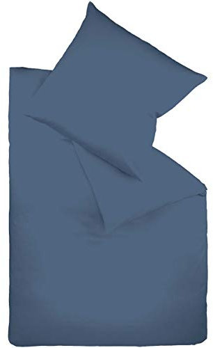 fleuresse Uni-Colours Bettwäsche-Set, Mako Satin, 100 Prozent Baumwolle, Fb. Denim, 240 x 220 cm
