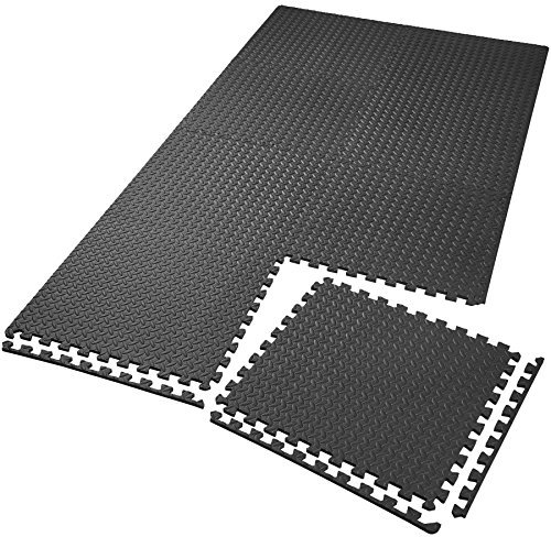 tectake Bodenschutzmatte, Puzzle Matte für den Boden, Schutzmatten für Fitness Übungen, Fitnessgeräte, als Fallschutzmatten indoor, Belag für Garagenboden 8 Stück dicke Puzzlematten 61cm x 61cm