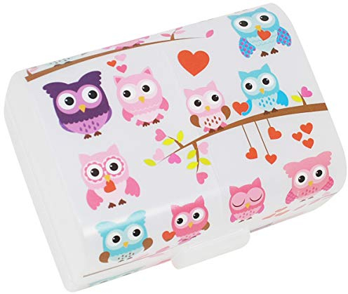 com-four® Sandwichera Búhos para Llevar - Fiambrera con 3 Compartimentos - Caja Merienda 17 x 13 x 10 cm (001 piezas - búhos)