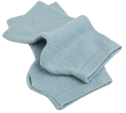Prettystern 100% Kaschmir Pulswärmer Halbhandschuhe Hand-Stulpen Cashmere wrist warmers Fingerlose Handschuhe Hell-blau