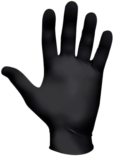 SHOWA 6112PF Gants jetables biodégradables 100% nitrile sans poudre Longueur 240 mm Épaisseur 0,10 mm Noir Taille XL