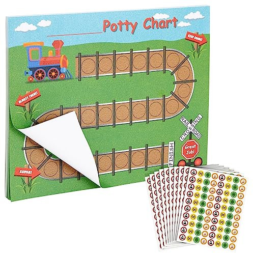 BLUE PANDA 50 Sheets Railroad Potty Training Sticker Chart for Toddlers, Boys, Girls with 800 Train Stickers (10.3x8.3 in)
