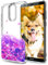 OKZone Cover Huawei Mate 10 Lite [con Pellicola Proteggi Schermo], 3D Glitter Liquido TPU Cover,Brillantini Quicksand Scintillio Bling Protettiva Custodia per Huawei Mate 10 Lite (Cuore Viola)