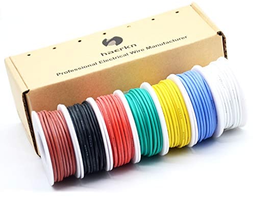 0.32mm² 22 AWG Silikon Elektrischer Draht Kabel anschließen Weich und flexibel Litzendraht aus verzinntem Kupferdraht Hohe 7 Farben je 8 Meter Spule Temperaturbeständigkeit 200 Celsius 600V