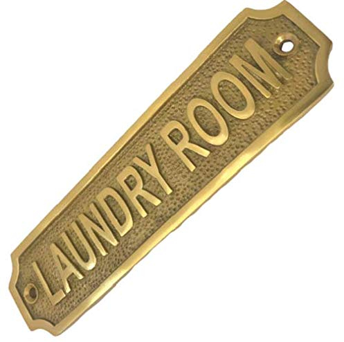 Plaque de buanderie antique chic vintage en laiton avec vis