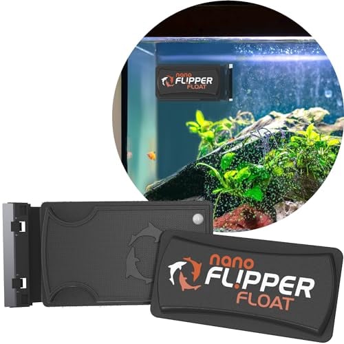 FL!PPER Flipper Cleaner Float, Calamita pulisci Vetro 2 in 1 per acquari e vasche per Pesci, Galleggiante, con Spazzola e Raschietto, Formato Nano