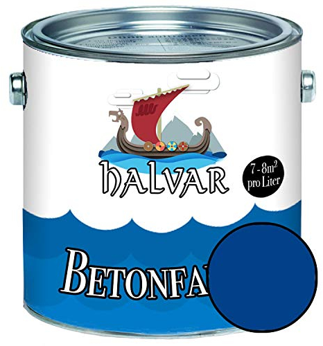 Halvar Betonfarbe/Bodenbeschichtung SEIDENMATT Blau RAL 5000-5024 Fassadenfarbe (1 L, RAL 5002 Ultramarineblau)