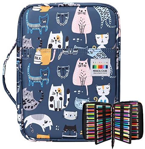 OVAKIA Large Pencil Case, Big Capacity for 220 Pencils Storage Carrying Bag Zipper for Artist Colouring Pencils Stationery (No Pencils)