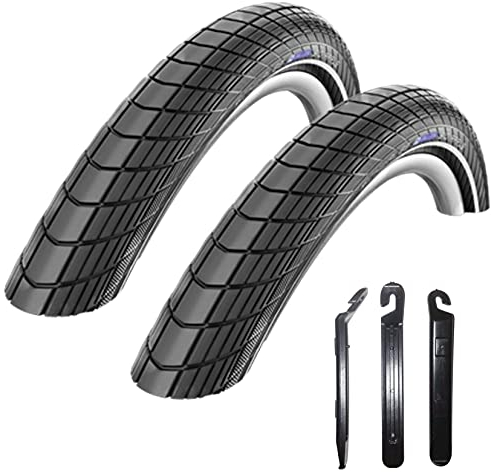 2 x Schwalbe Big Apple RaceGuard Fahrradreifen Fahrradmantel mit Reflex 50-406 (20 x 2,00) inkl. 3 Reifenheber