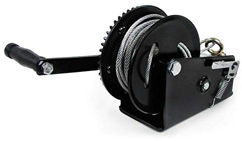 Profi Seilwinde Handwinde mit Drahtseil, Seilwinde Handseilwinde Bootswinde Winde Stahlseil Gurtwinde,Zugkraft 1500 kg Seillänge10 Meter PKW Anhänger