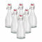 gouveo Lot de 6 bouteilles en verre 500 ml bulbeuses avec bouchon pivotant rouge – Bouteille pivotante en verre pour le remplissage – Bouteille vide pour jus, liqueurs, spiritueux (BFB500)