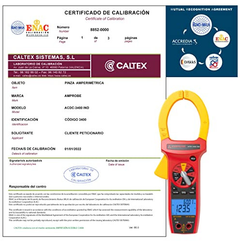 Pinza amperometrica tarato AMPROBE ACDC-3400 IND con Certificato di Taratura Acreditato LAT (accettato da ACCREDIA)