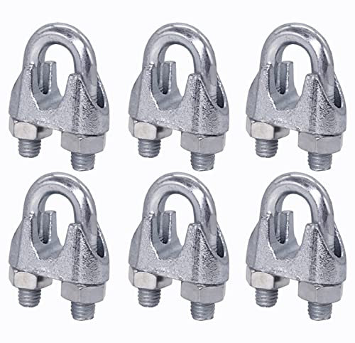 Lot de 6 colliers de serrage M10 - DIN 741 - En acier - Pour câble Ø 14 mm - Avec boulon en U - M10 pour Ø 14 mm