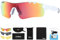 Liekkas Polarisierte Sport-Sonnenbrille für Herren und Damen, mit 3 Wechselgläsern für Laufen, Cricket, Mountainbike, Radbrille, Weiß / Orange