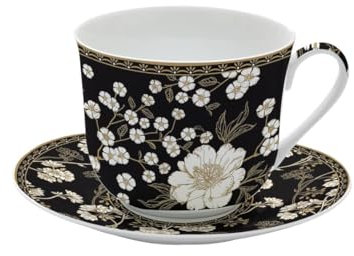 Easylife - Coffret Tasse Dejeuner en Porcelaine Fine Art Deco Flowers 40 CL