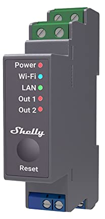 Fraos Shelly Pro 2 - Relè smart Wifi LAN Bluetooth 2 Canali, Barra DIN, Professionale