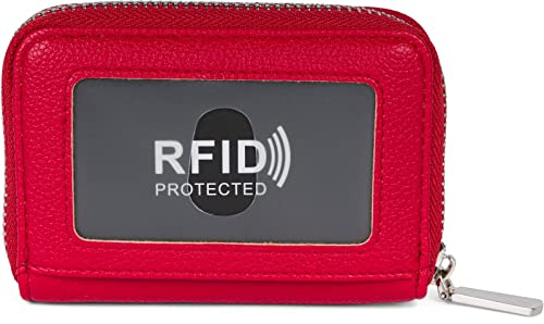 styleBREAKER Unisex Karten Geldbörse Einfarbig mit umlaufendem Reißverschluss und RFID Schutz, Portemonnaie 02040155, Farbe:Rot
