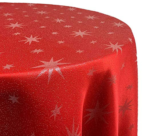 Lurex Tischdecke Sterne Farbe und Größe wählbar - Rund 135 Rot - dezent glitzernd Tischdecke Weihnachten