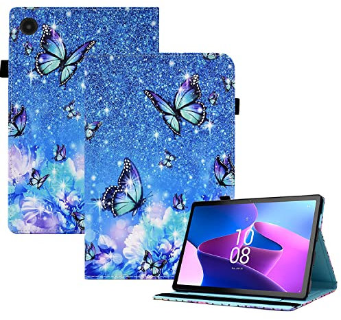 CXTCASE Custodia per Lenovo Tab M10 Plus 3rd Gen (2022) 10,6, PU Intelligente Tablet Cover Lenovo Tab M10 Plus 3rd Gen, Tablet Custodia con Slot per Schede, Farfalla Fiorita